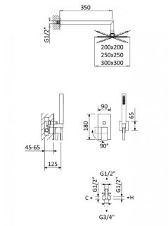 Душевая система Cezares PORTA-DSIPQ-30-01 белый матовый